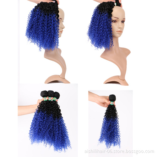 AiShiLi Hair Factory Wholesale Two-tone Jerry Curly  Crochet Braid Heat Resistant Sythnetic Hair Extension wig